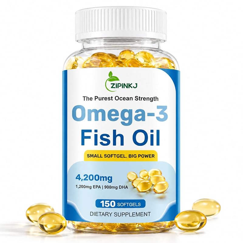 ZIPINKJ Suplemento de óleo de peixe Ômega-3 4.200 mg, mini cápsulas softgel, 150 cápsulas