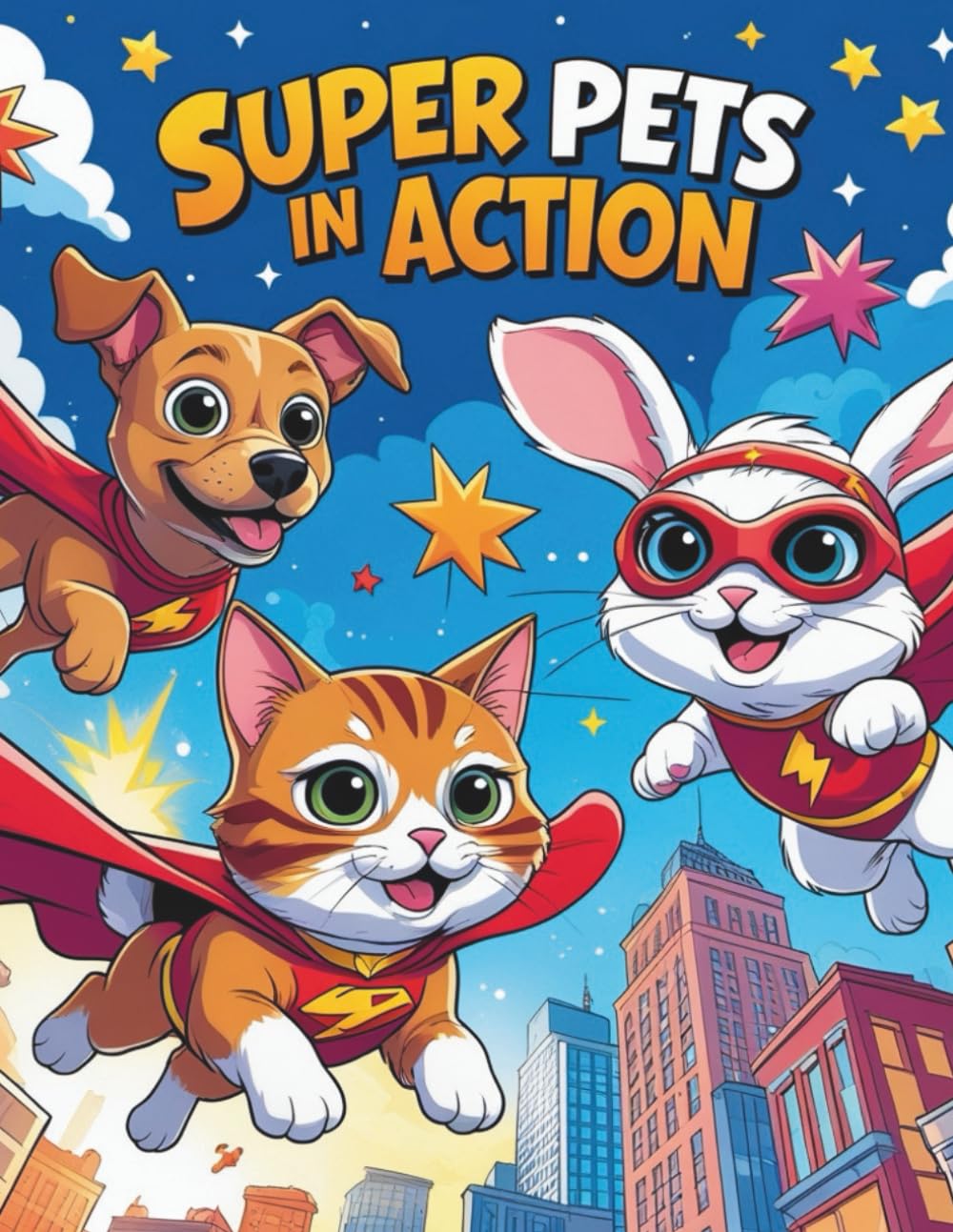 SUPER PETS IN ACTION - COLORING BOOK: “40 Fun Coloring Pages of Hero Dogs, Cats, Bunnies and More – Perfect for Kids Ages 2–12”
