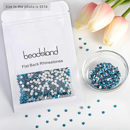 Vista 581 de Beadsland Diamantes de imitación de cristal con parte trasera plana, gemas redondas para arte de uñas y manualidades, pegamento fijo, violeta