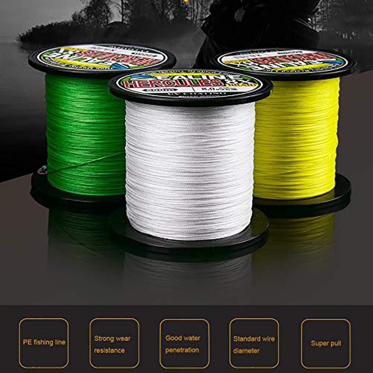Filo da Pesca trecciato 8 Fili 500m, Liscio in PE multifilamento trecciato, per Pesca in Mare 8.3 – 40.5 kg (0.16-05MM) disponibile in più colori