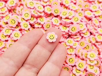 Pink Floral Polymer Clay Sprinkles, Fimo Fake Sprinkle Mix for Nail Art, Crafts, Decoden Funfetti Jimmies, Resin Embellishment - Non Edible 15 gram Bag