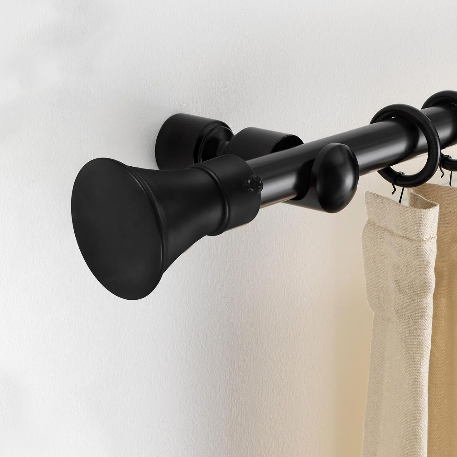 2pcs Iron Curtain Rod Finials Black Coated Anti-Rust Decorative End Caps for Drapery Rods Window Treatment Replacement Plugs for Home Decor