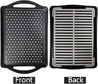 Vista 4 de Bandeja rectangular antideslizante para servir alimentos con asas, bandeja multiusos antideslizante para desayuno, bandejas de bebidas (negro)