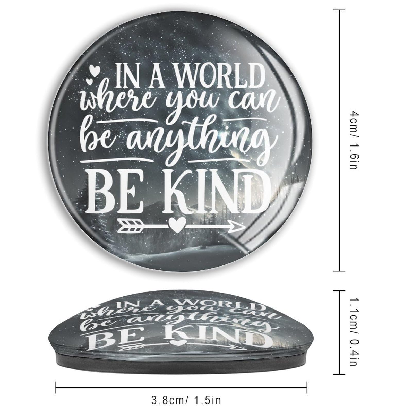 Imanes de nevera con texto en inglés "In A World Where You Can Be Anything", imanes pequeños de vidrio, con citas, imanes fuertes para nevera, imanes de cocina, decoración de pizarra, 4