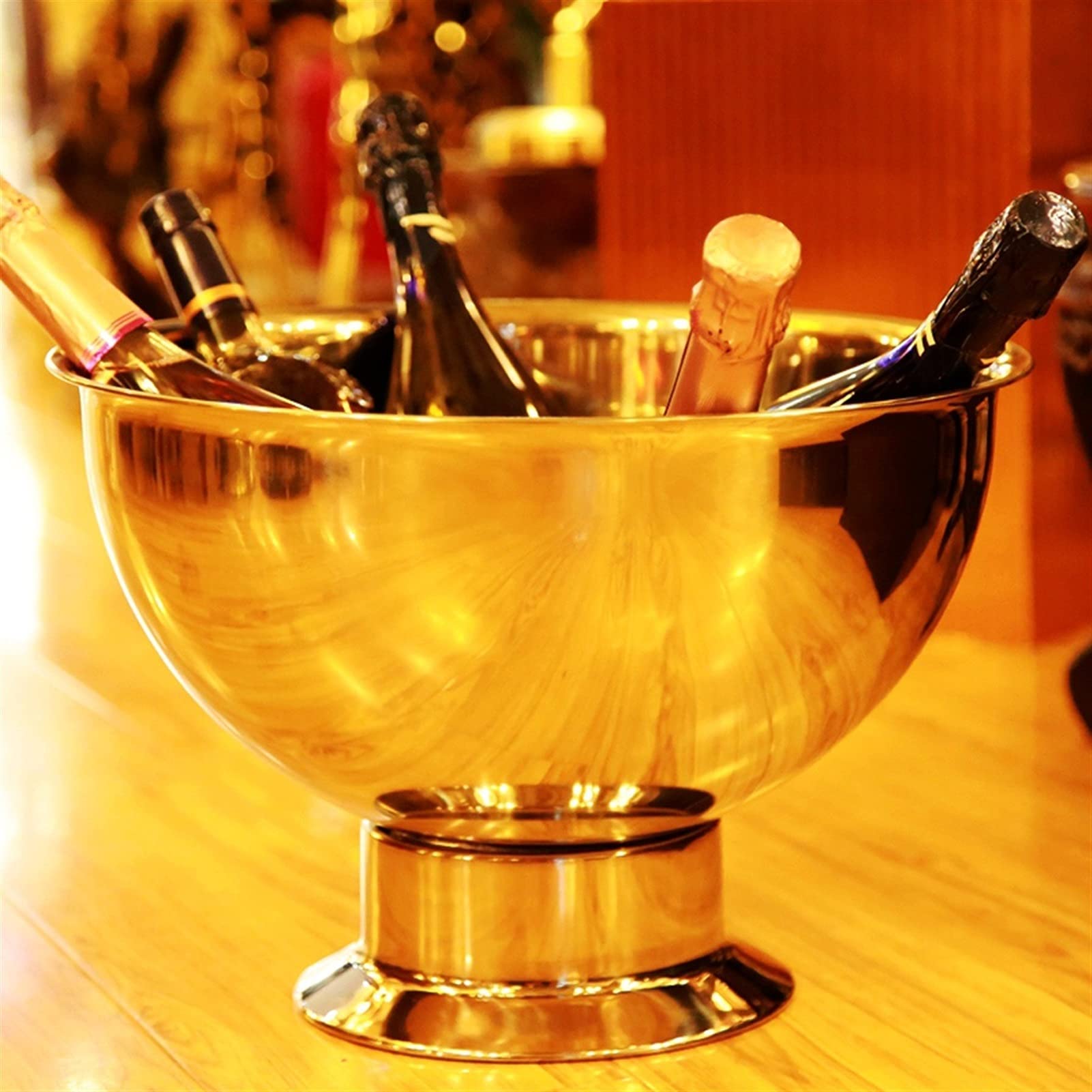 304 Insalata in Acciaio Inox lavabo con bucato Champagne Secchio 9L Grande capacità Botte di Vino, Birra per Famiglia Bar Club(B)
