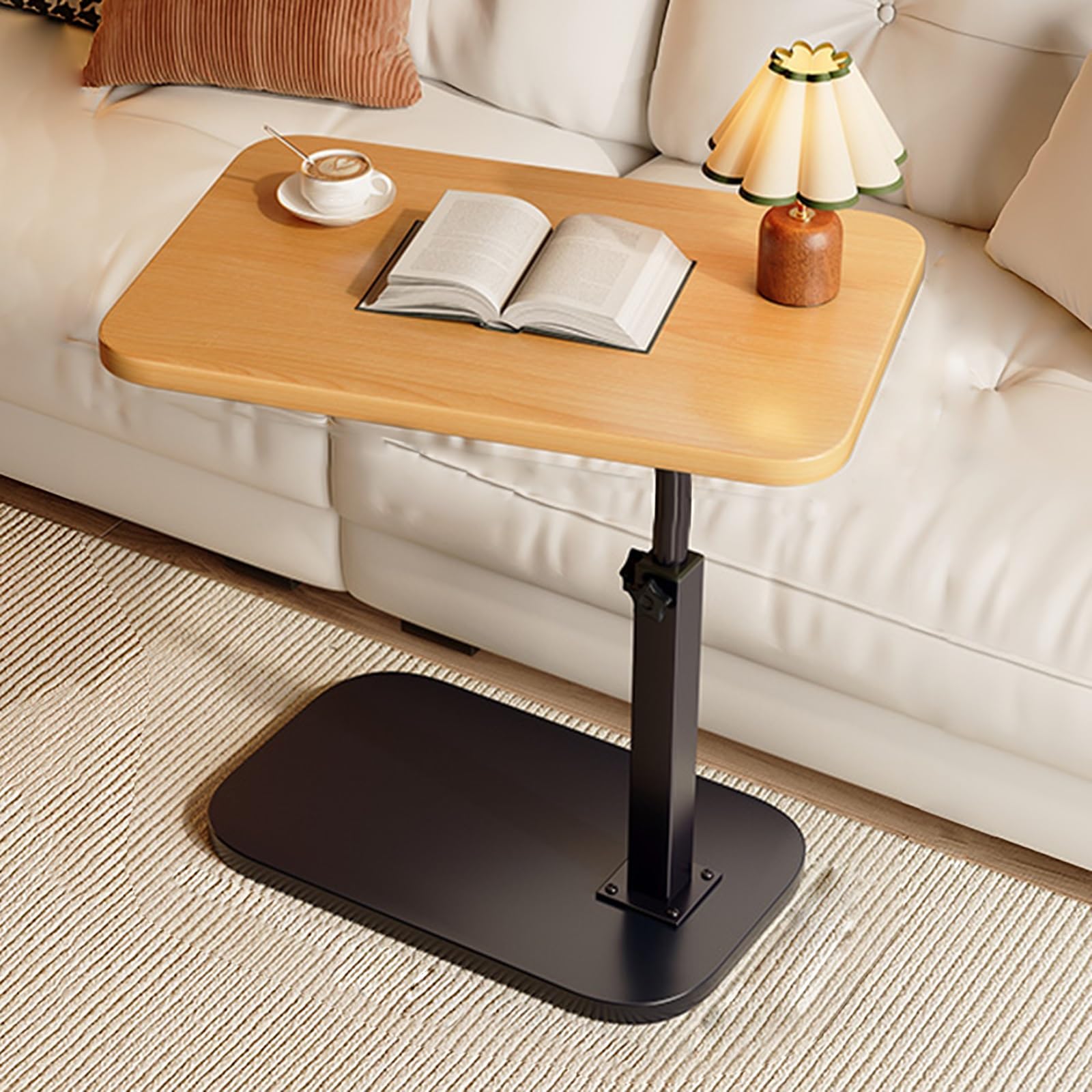SXZenSpace Adjustable TV Table Armrest for Sofa Perfect Eating Couch Bed Dinner Small SpacesVersatile Log Design Home Use.