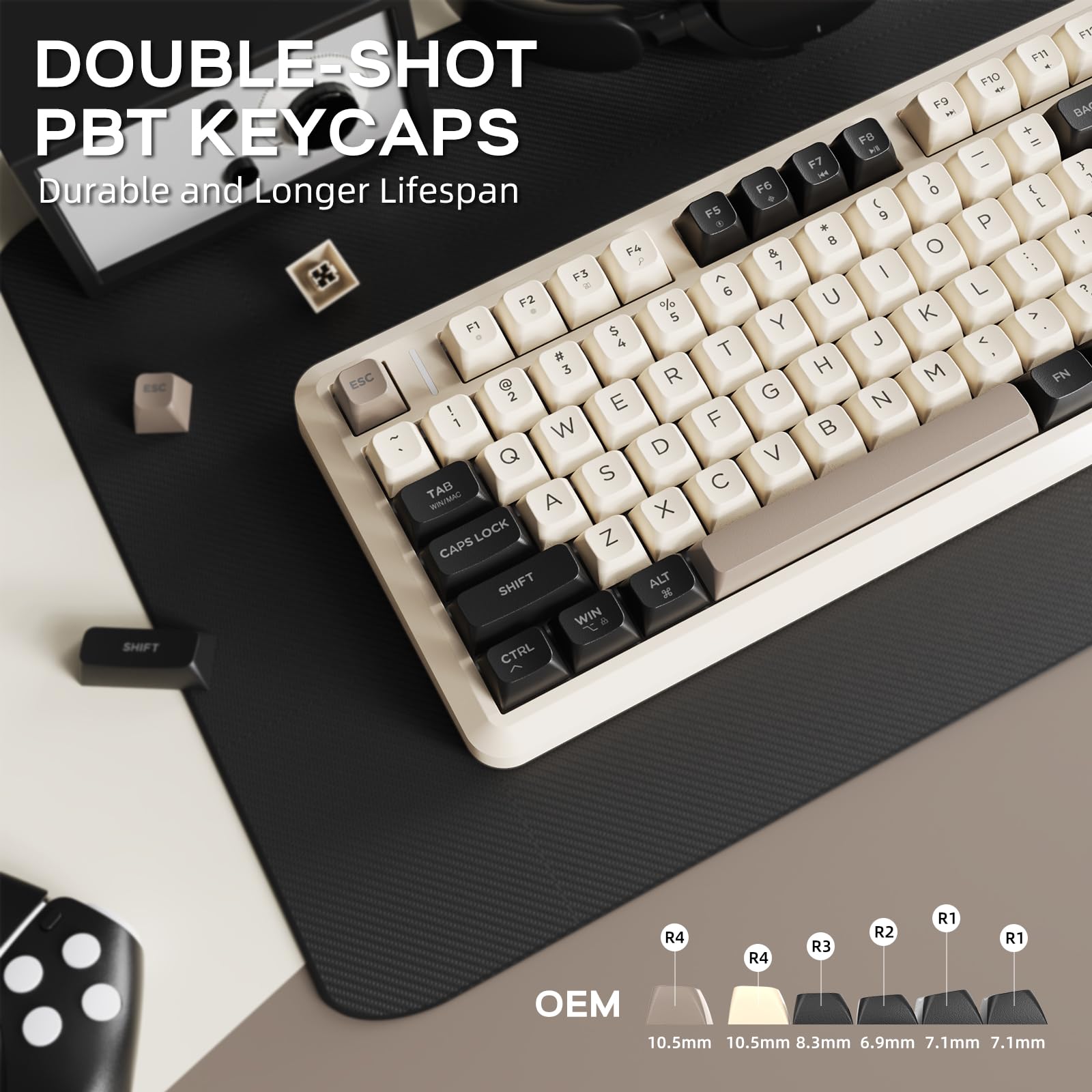 ZIYOU LANG M75 82-Klawiszowa Bezprzewodowa Klawiatura Membranowa,Inteligentny Wyświetlacz i Pokrętło,Tryb Podwójny BT/2,4 GHz,Nakładki na Klawisze PBT,Podświetlenie Tęczowe (Serowy)