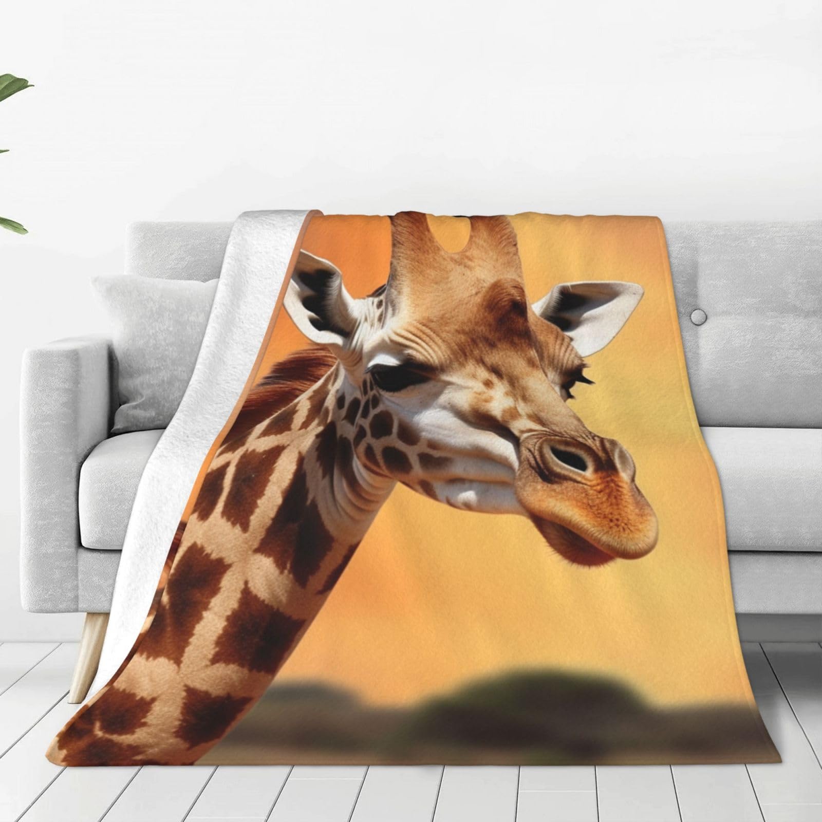 Couverture micro polaire girafe 127x101 cm idéale pour cocooning sur le canapé