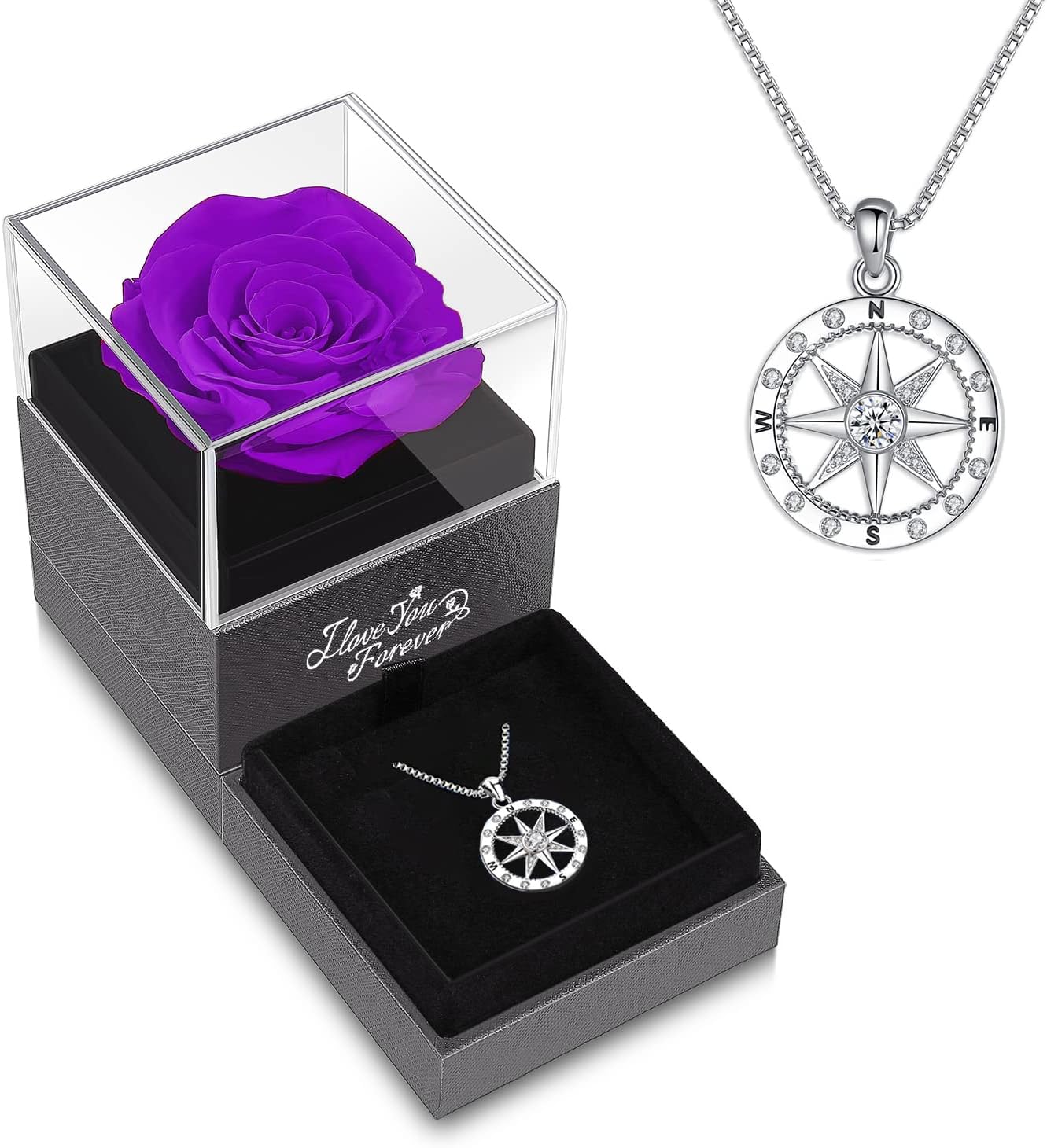 Rosa Eterna Preservada Con LED En Cúpula De Vidro - Color Rojo, Tamaño 12x12x14 Cm - Regalo Romántico Para San Valentín O Cumpleaños
