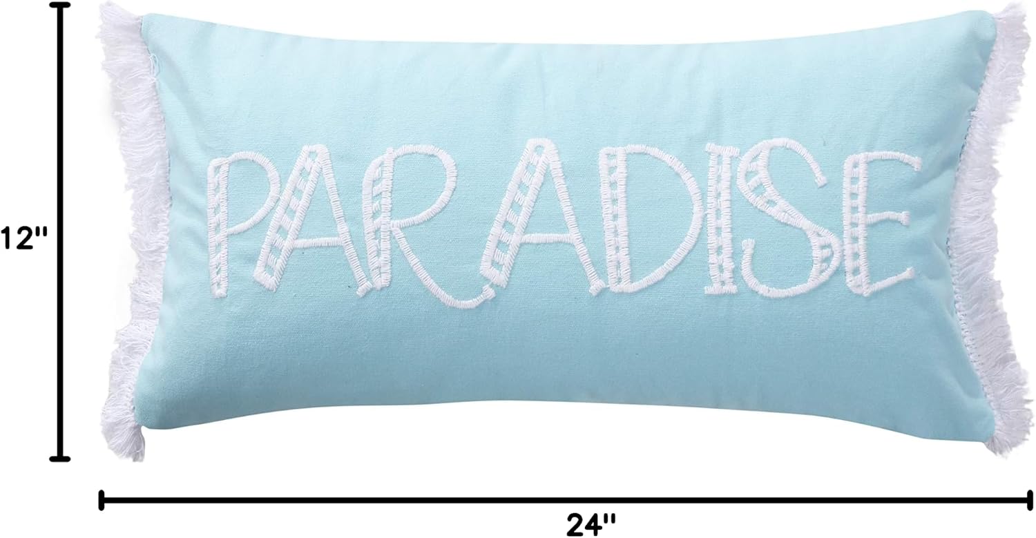 Levtex Home - San Sebastian - Decorative Pillow (12 X 24in.) - Paradise - Dusty Blue and White