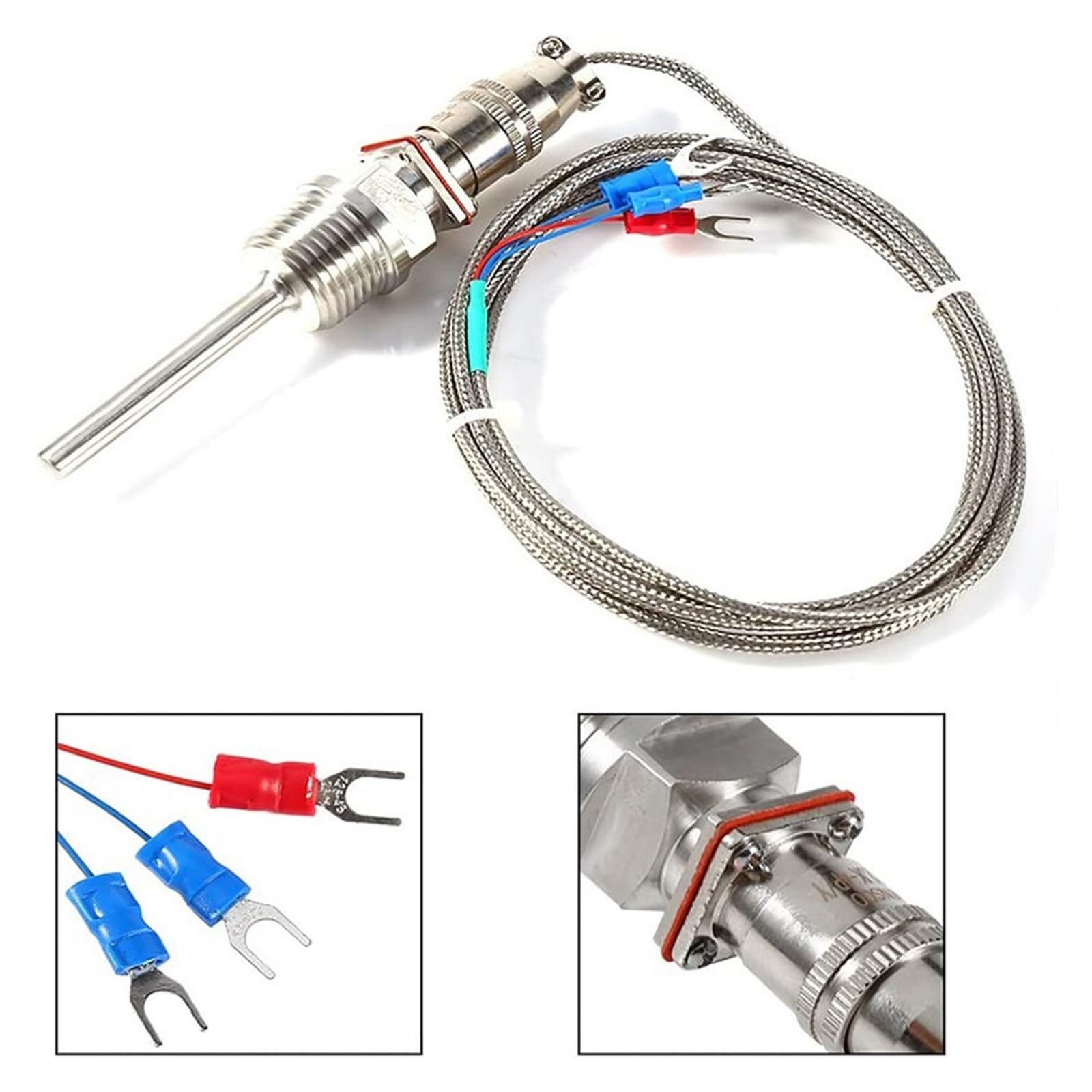Czujnik temperatury RTD PT100 Sonda 50~200 mm Gwinty 1/2" NPT z kablem 1~5 m -58°F-572oF Wodoodporny i olejoodporny
