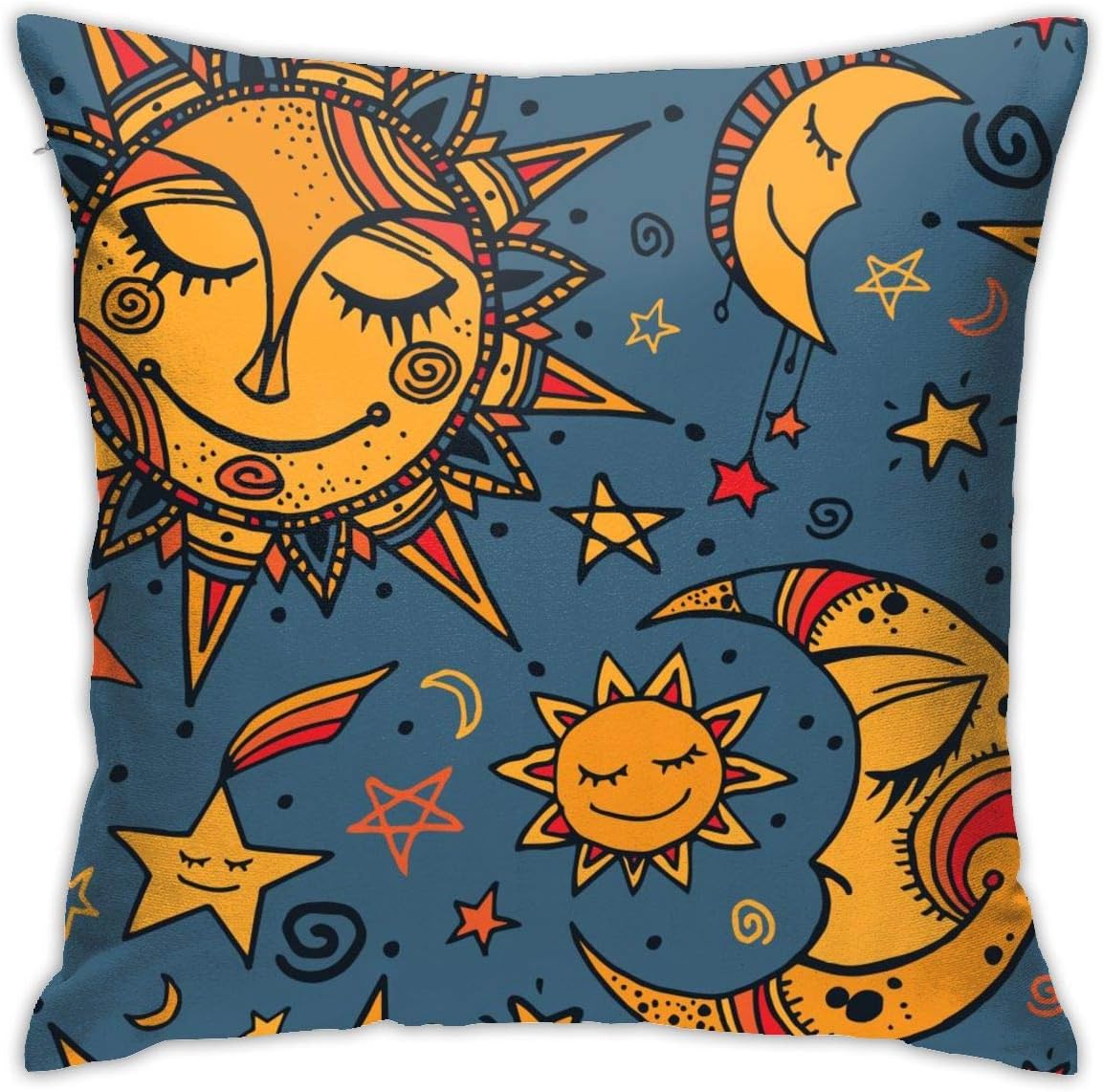 Sun and Moon 18 X 18 Inch Decorative Throw Pillow Covers Cushion Cover Square Pillowcase for Couch Sofa Bedroom Office Car