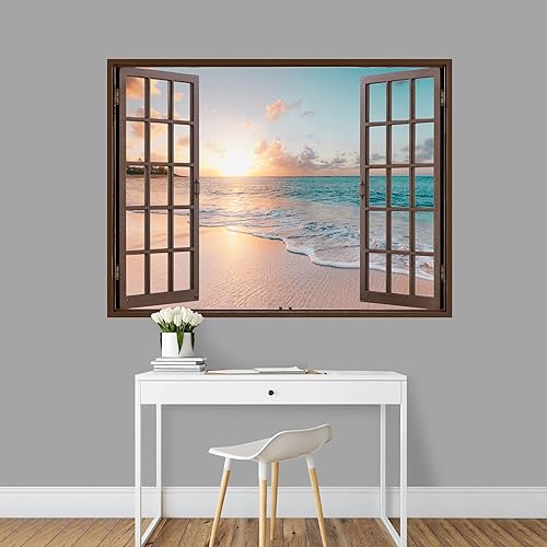 Miniatura 10 de IDEA4WALL Adhesivo mural removible para pared, cielo azul, vibrante, verano, montaña, valle, naturaleza, desierto, arte moderno, paisaje, colorido