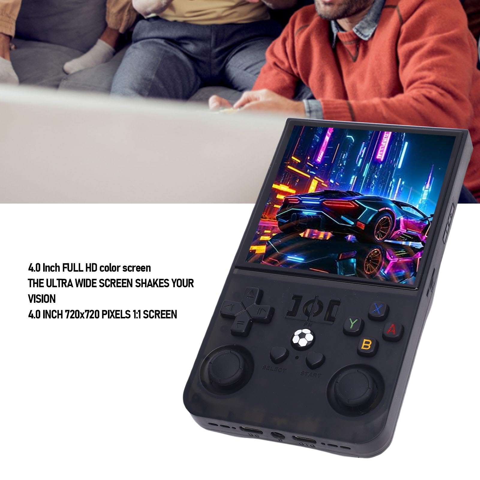 Console di Gioco Portatile retrò, Open Source R36MAX Lettore di Videogiochi con Schermo da 4,0 Pollici 720x720 per Regali (128G)