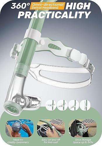 Miniatura 5 de CAPAS Training Swim Snorkel for Lap Swimming, Swivel Headband Ultimate Fit Center-Mount Swimmers Snorkel with Liquid Silicone Mouthpiece Adjustable