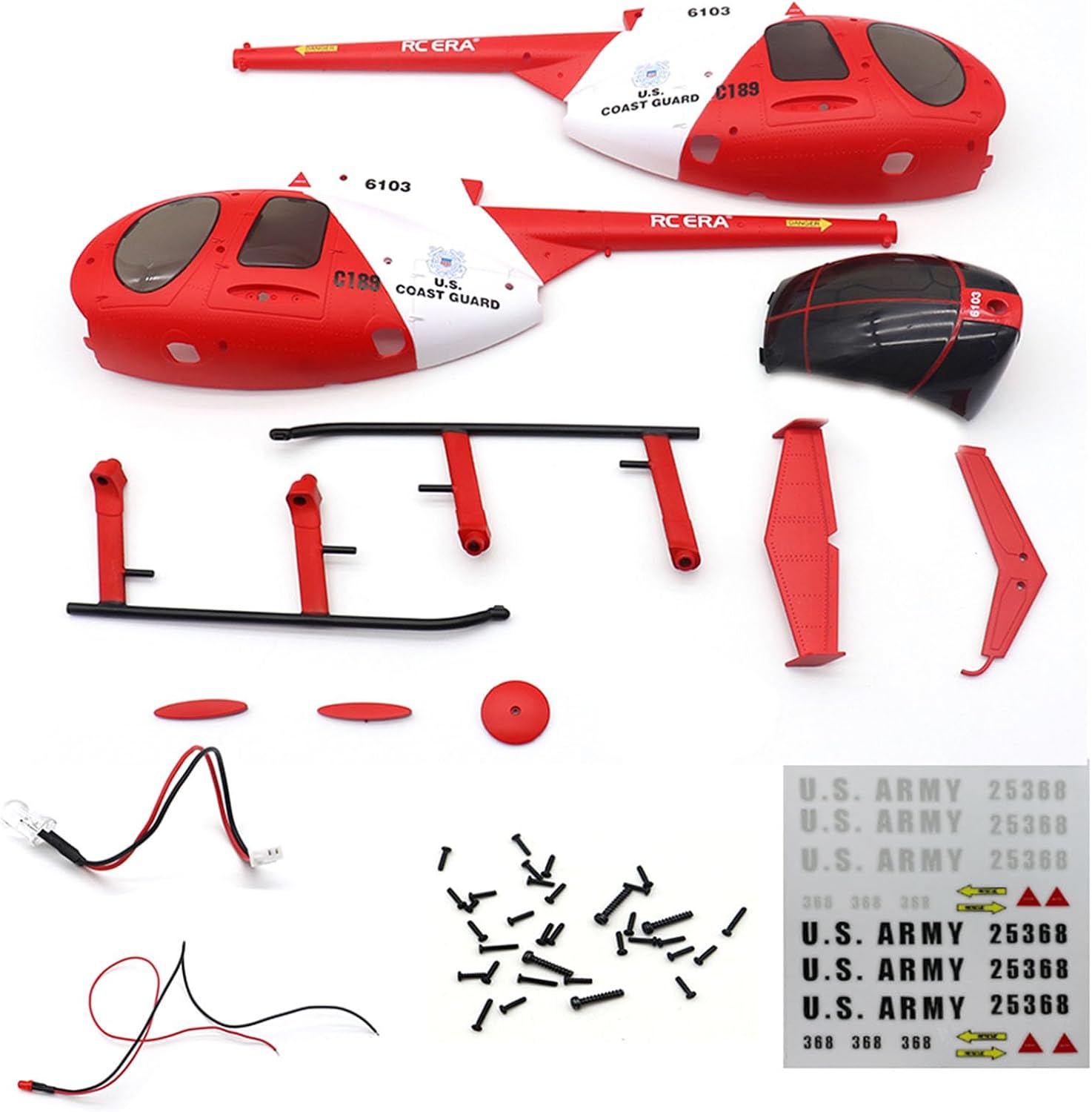 Original Parts for RC ERA C189 MD Bird Scaled RC Helicopter, Includes Green Body Set, Front LED, Tail LED, Screw Kit