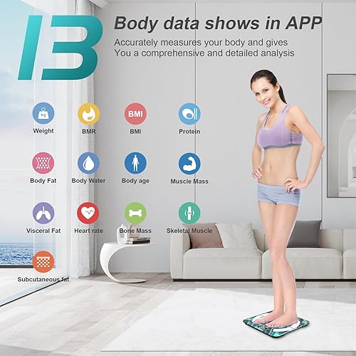 Miniatura 2 de Báscula para peso corporal con métricas de composición corporal App 13, básculas de baño digitales inteligentes, báscula de pesaje Bluetooth