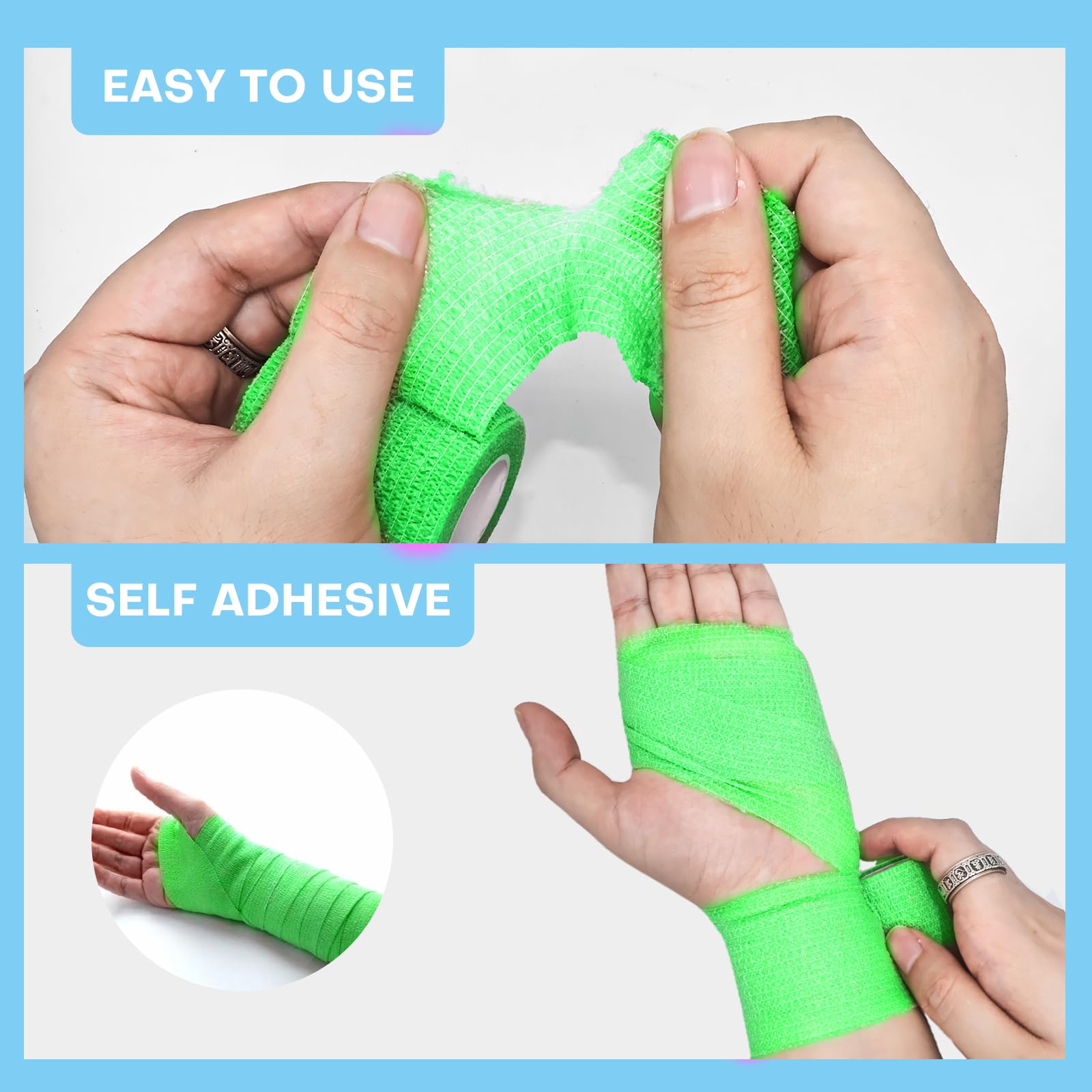 Selbsthaftende Bandagen, 5,1 x 5,1 m, elastisch, atmungsaktiv, kohäsiv, für Handgelenk- und Knöchelsport, mehrfarbig, 48 Stück