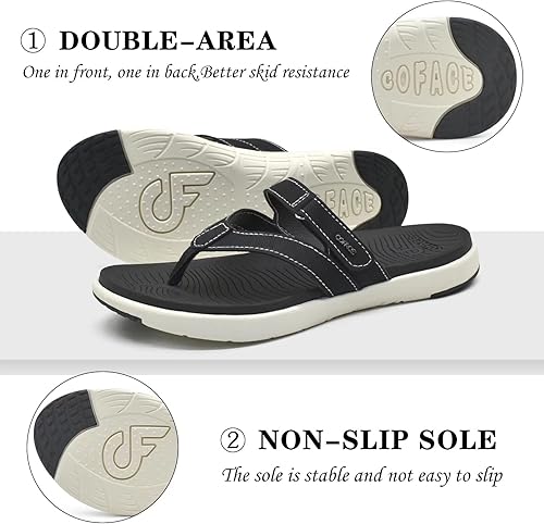 Miniatura 6 de COFACE Chanclas Ortopédicas de Moda para Mujer Damas Deslizables Ligeras Atléticas Esterilla de Yoga Cojín Sandalias Tipo Tanga con Cómodo Soporte