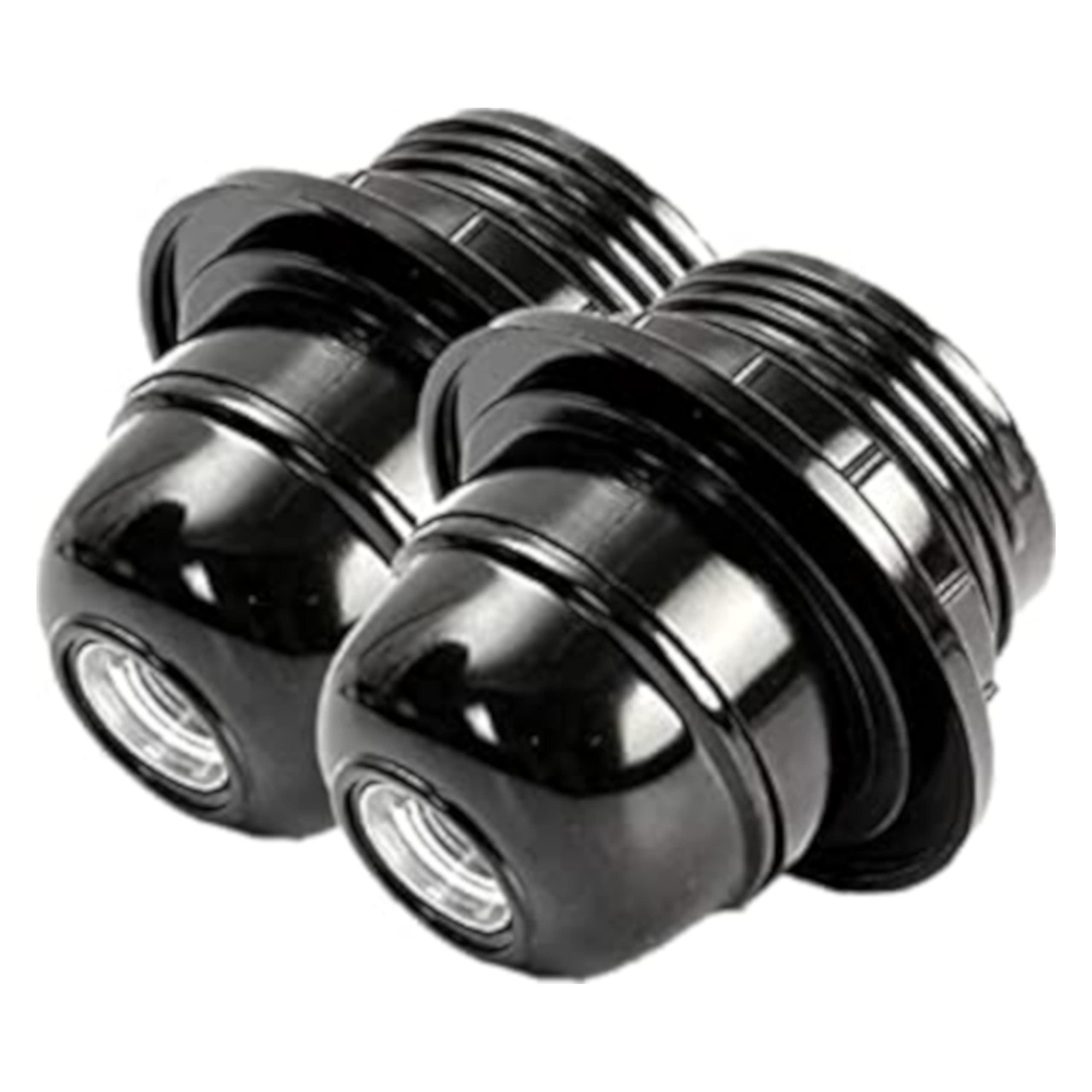 Buy (2 Pack) Edison Screw (E27) Lampholder (Light Bulb Holder) in Black Bakelite with Shade Ring