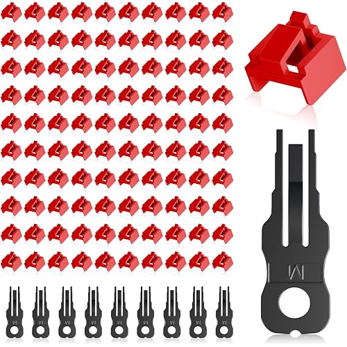 100 Pcs RJ45 Port Lock with 10 Key, Locking RJ45 Port/Dust Blocker, RJ45 Dust Cover Cap Female Port Plugs Protector, Compatible RJ45 Port Devices, Red