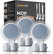 Wall Mounted Mop and Broom Holder, Self-Adhesive Gripper Clips, 3-Pack, Waterproof Storage Organiser for Bathroom Kitchen