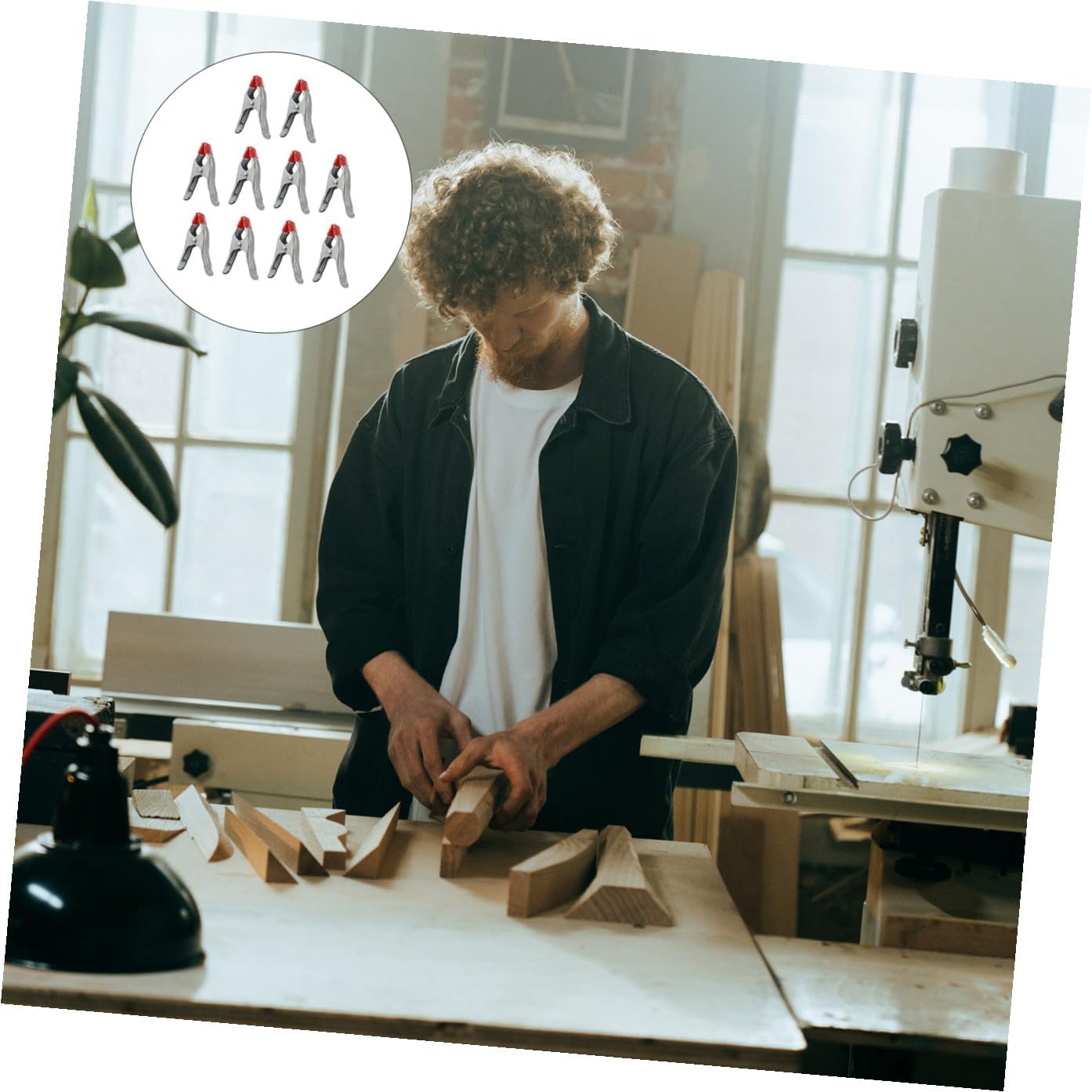 10pcs A-shaped Woodworking Clamps Thickened Iron Spring Clips Strong Carpentry Holding Clips for Woodworking and Stone Fixing 6-inch Set