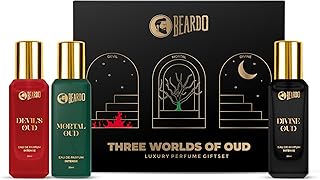 Beardo Oud Perfumes Giftset for Men - Three Worlds of Oud 3x20ml Devil's, Mortal & Divine Long lasting Perfume for Men Luxury Perfume giftset for Men Anniversay Gift Gift for boyfriend, Hudsband, Friend Rakhi Gift for Brother Gift for Brother