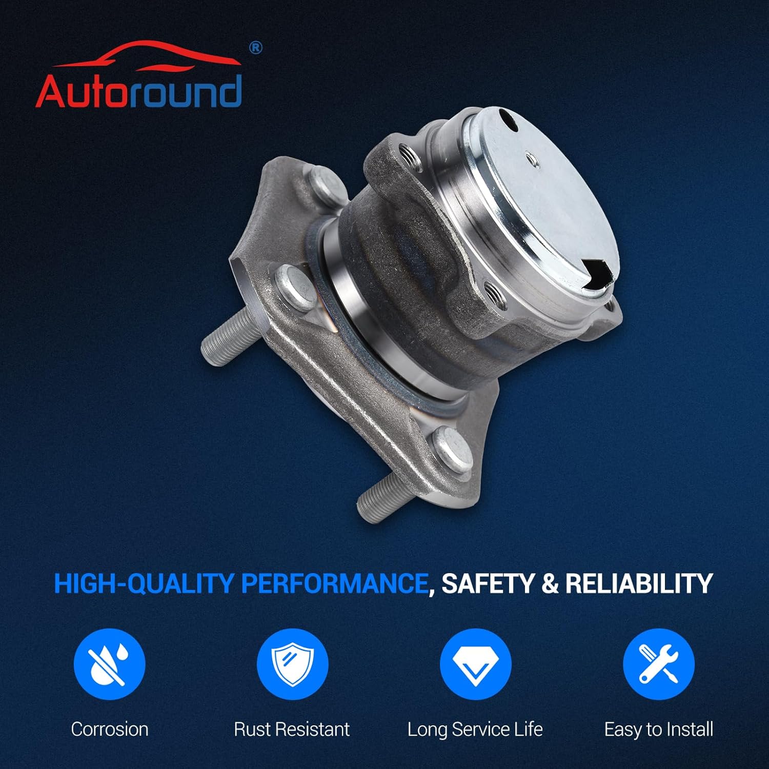 Autoround 512384 Rear Wheel Bearing and Hub Assembly Replacement for 2007-2012 Nissan Sentra 2.0L L4, 4 Lugs w/ABS