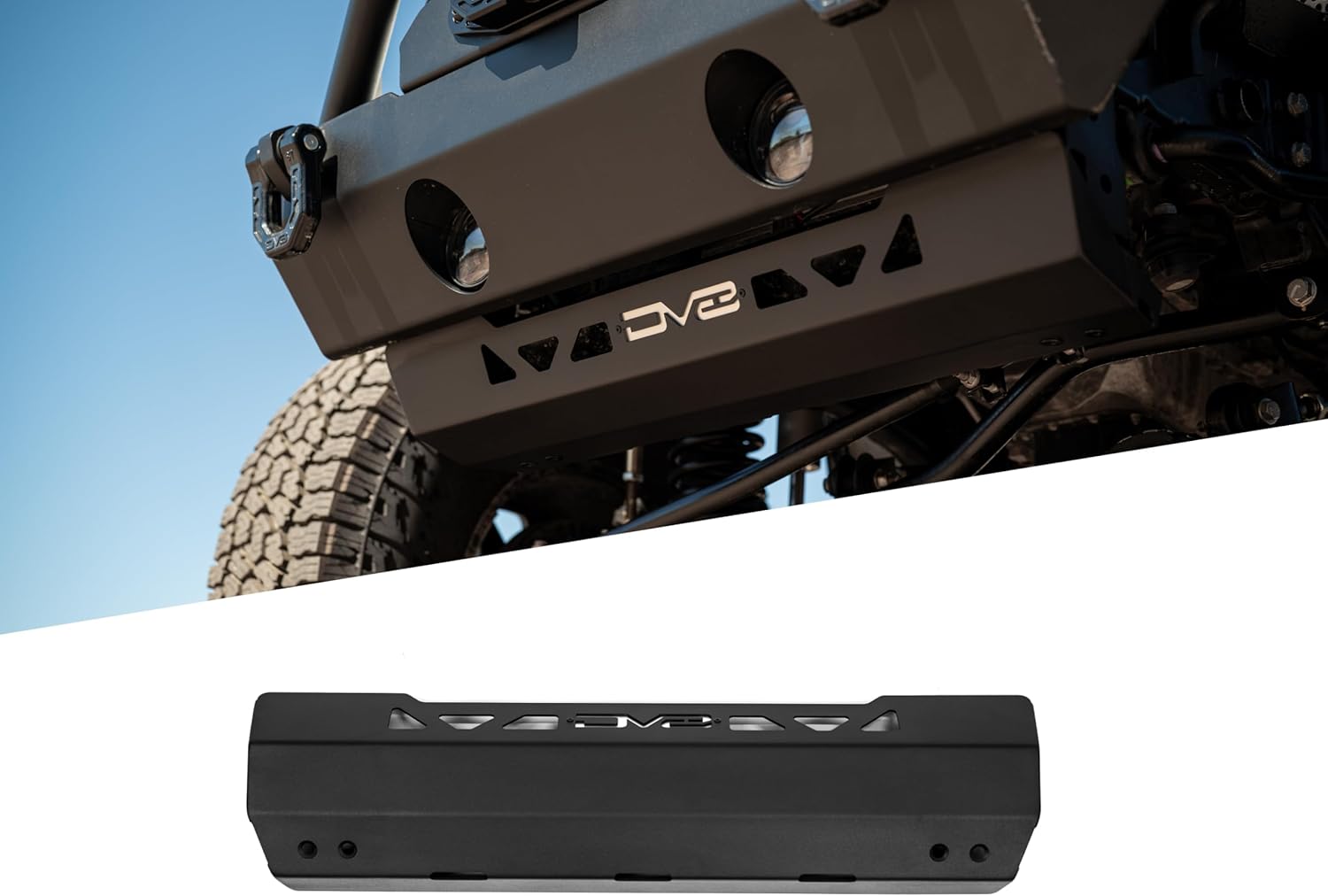 DV8 Offroad Front Skid Plate for 2007-2018 Jeep Wrangler JK | Covers Frame Horns/Crash Bars When Factory Bumper/Skid Plate is Removed | Simple Mounting Design | Vented to Allow Airflow to Engine Bay