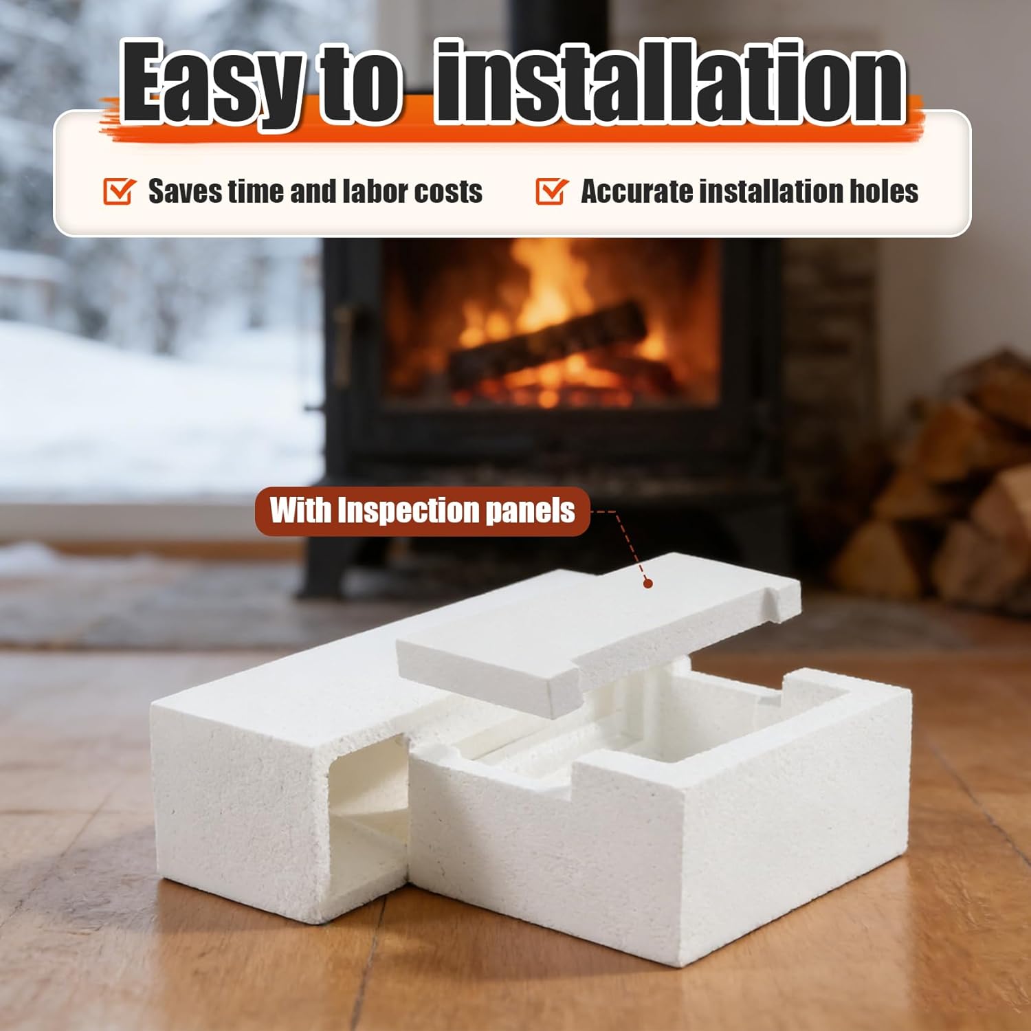 1602527 Refractory Assembly - Exact Replacement for Vermont Castings Wood Stoves Intrepid II 1303, 1308, 1990, 2070 & Small Winterwarm 2080, 2082, 2084