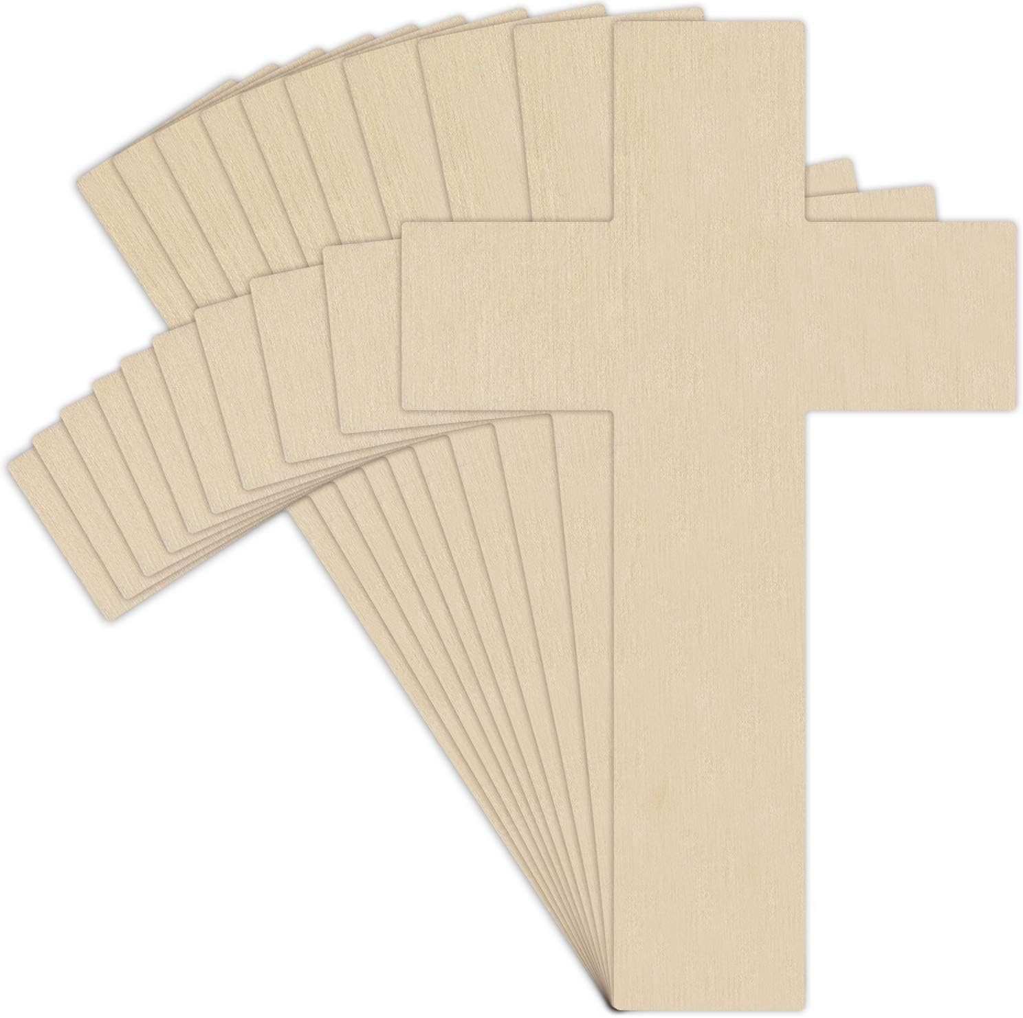 Creative Deco 10 x Large Wooden Cross Shape Plywood Cutouts | 3.93x.236in | Unpainted Blank Plaques Ornament Embellishment Memorial Crucifix to Hang & Decorate | Arts & Crafts Painting Pyrography