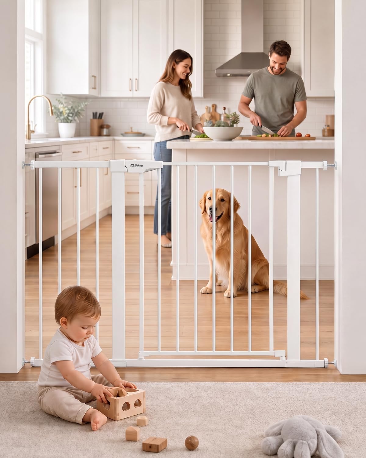 Photo 1 of Sekey Baby Gate, 30-46" White, No-Drill Auto Close