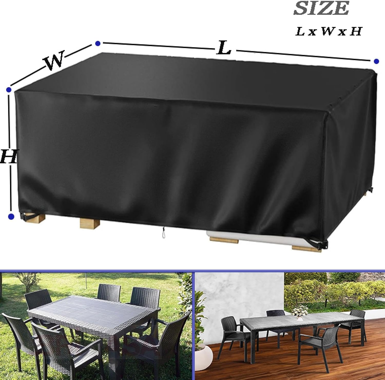 73Hx73Wx43Hin Outdoor Table Cover Square/Rectangle, Extra Large Outdoor Furniture Covers, Waterproof & UV Protection Patio Furniture Set Cover