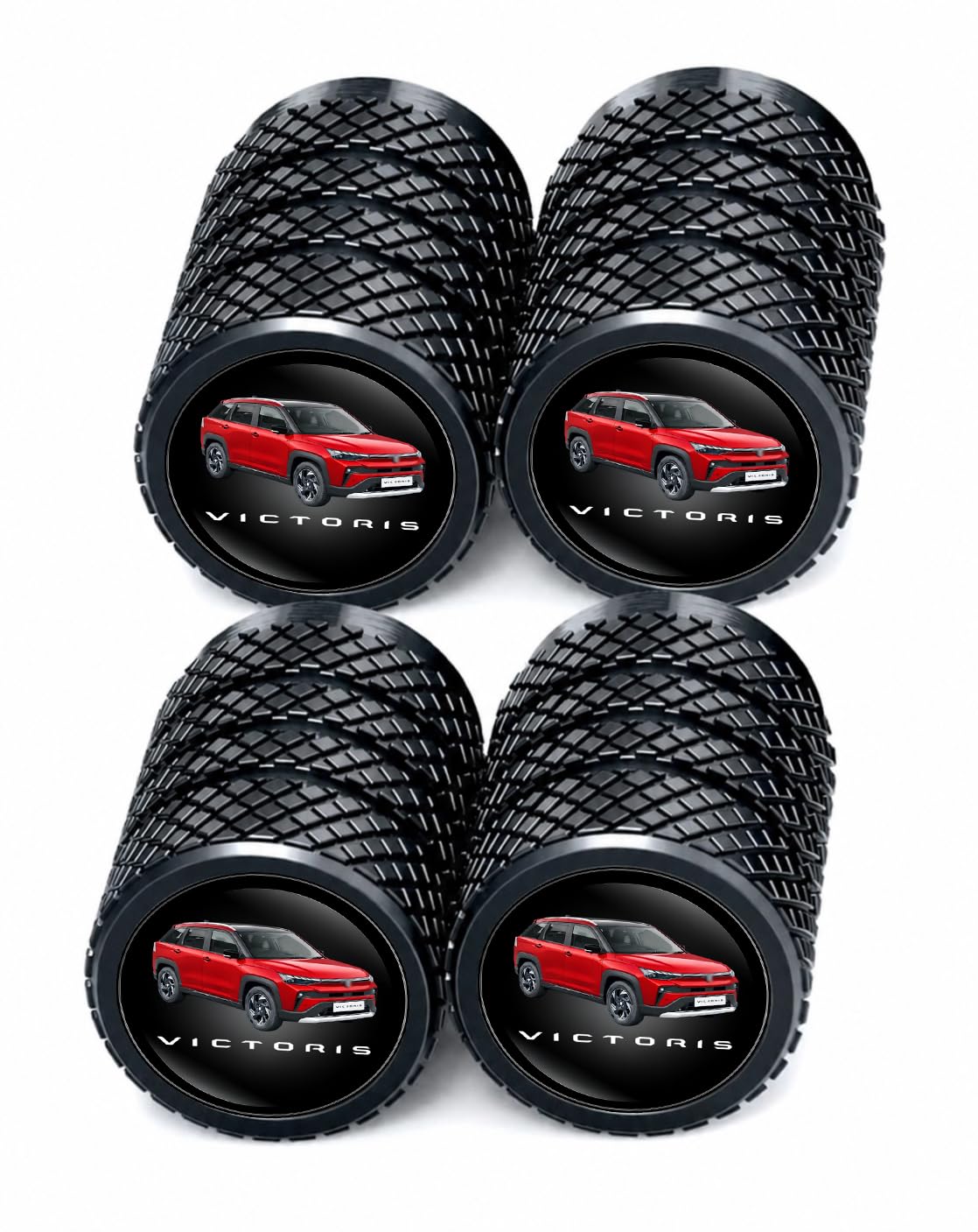 Black Metal Car Tyre Valve Caps -Compatible for Maruti Suzuki, for Victoris | Black Finish | Logo Design | Dust Protection | Easy Installation | Metal Build | Set of 4-image-27
