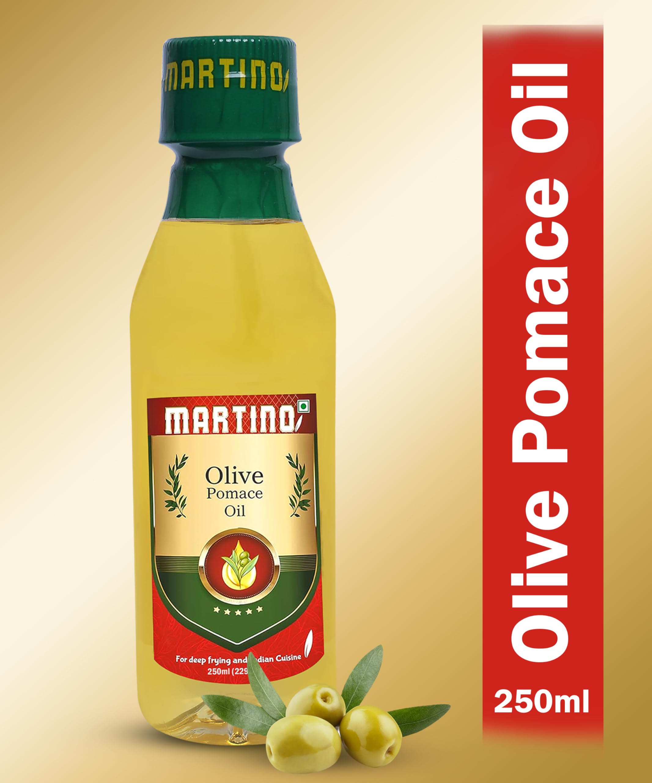 Martino Olive Pomace Oil 250 ML, Ideal for Deep Frying, Roasting & Sautéing Rich Neutral Flavour & High Smoke Point Versatile Edible Cooking Oil for Indian Cuisine 1