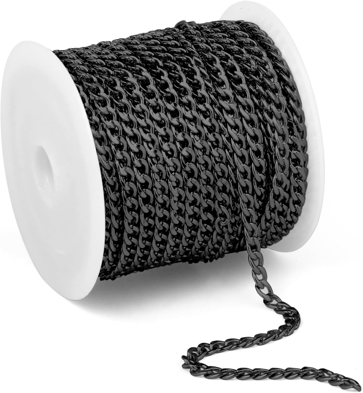 33FT 18K Gold PVD Plated Curb Chains Spool, 4.5mm Stainless Steel Cuban Link Chain Roll Bulk for Jewelry Making Necklace Bracelet