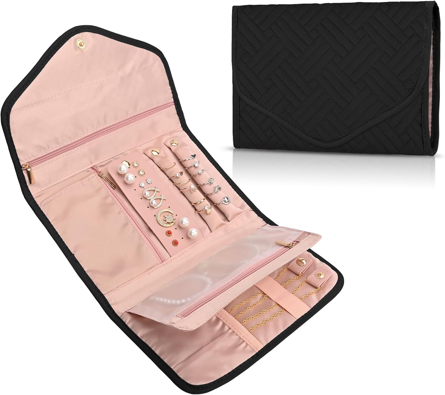 Jeoyee Jewelry Organizer Roll, Travel Jewellery Organiser, Portable