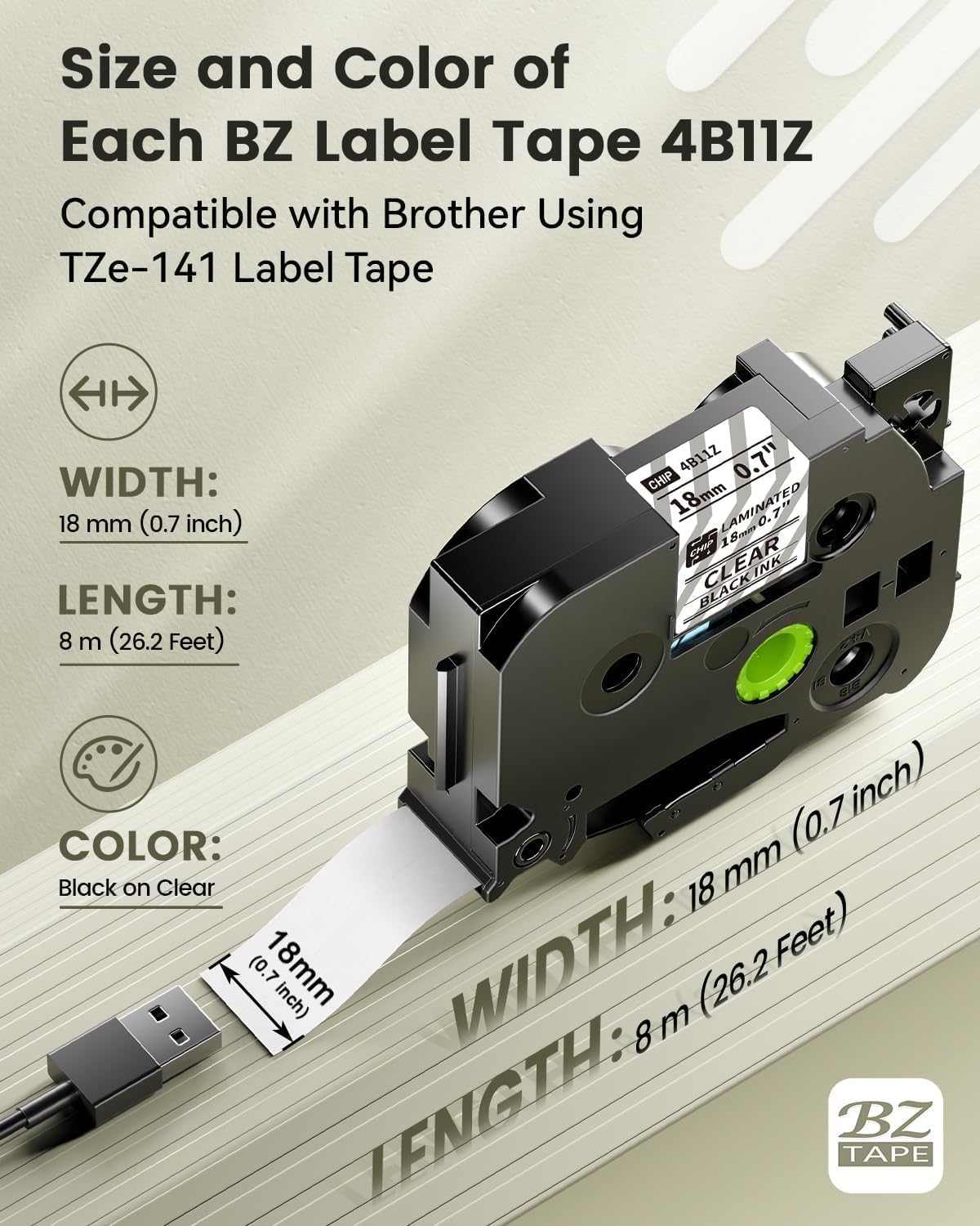 D480BT P780BT Label Maker Tapes, 18mm 0.7 Laminated Clear Replacement for Brother P-Touch Label Maker Refills 3/4 Inch TZe Tz Tape Work with Brother PT-D400 PTD410 PTD600, Black on Clear 4-Pack