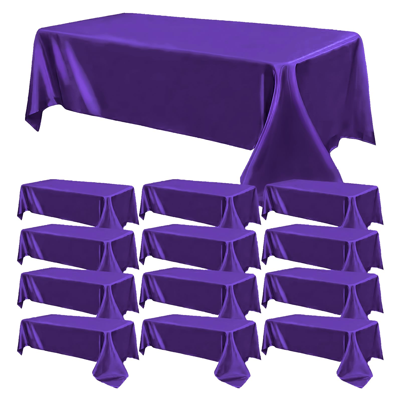 12 Pack Satin Polyester Tablecloth Wedding Rectangle Tablecloth Silk Table Cloth Smooth Fabric Washable for Wedding Banquet Party Event,Birthday
