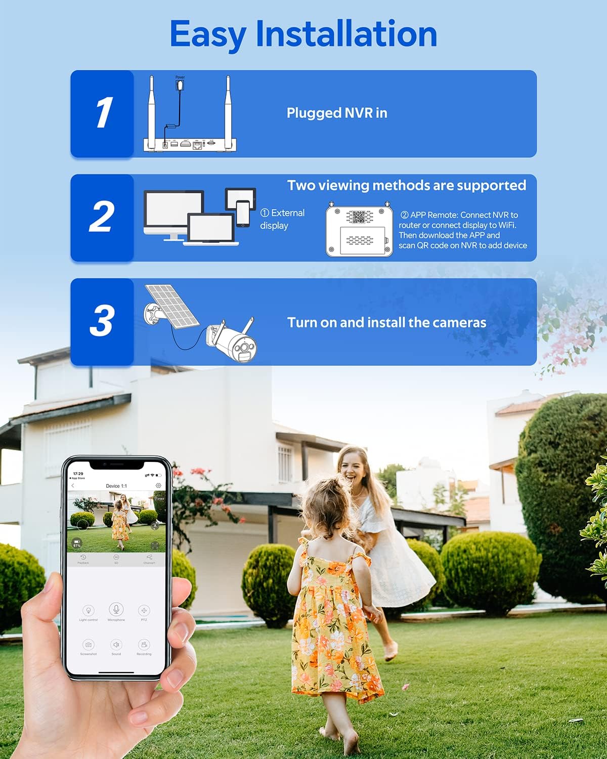 Step-by-step guide for easy installation of the Camcamp security camera system, including NVR setup and camera mounting.