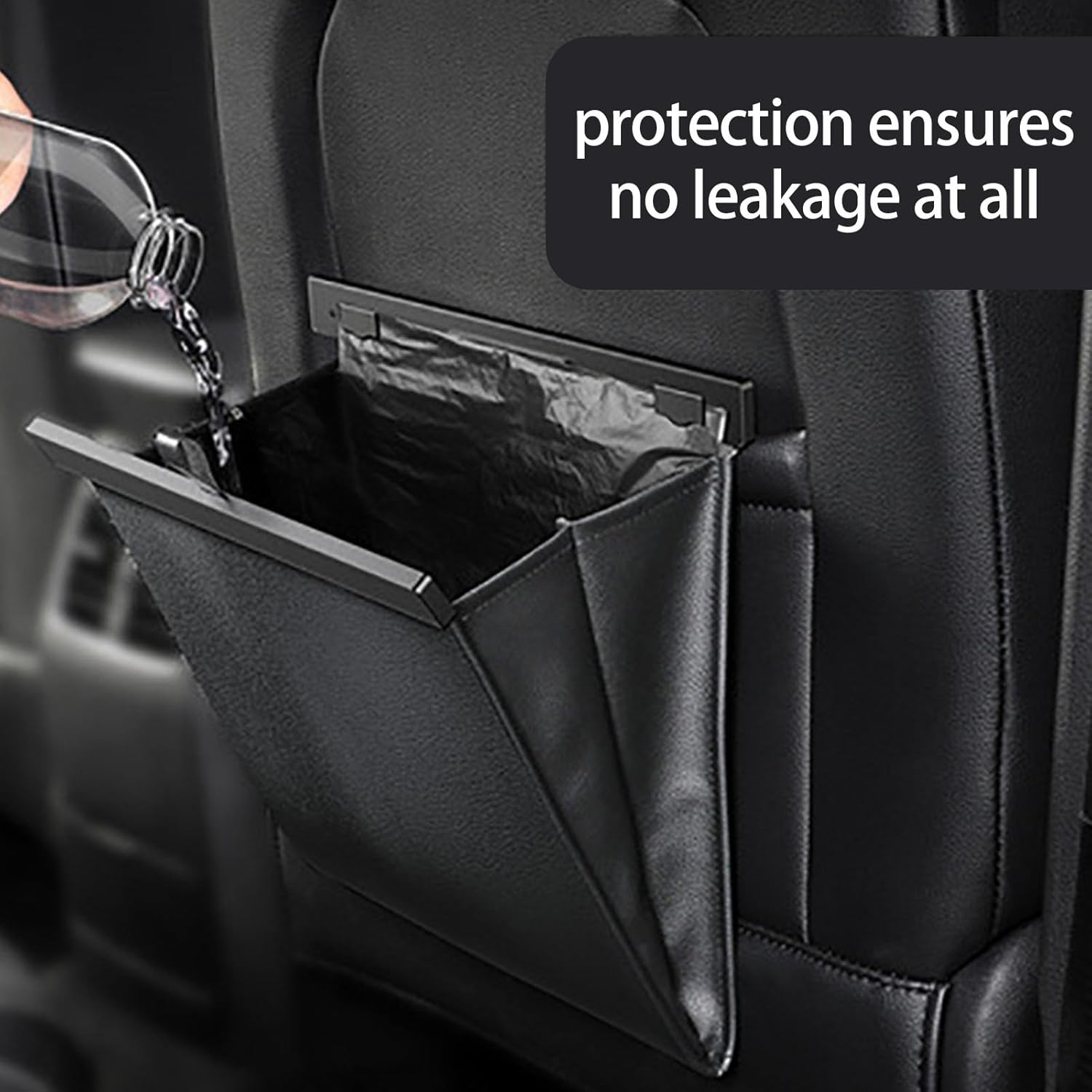 Car Organizers Back Seat Hanging Organizers PU Leather Fabric Small Trash Bag Storage Bag