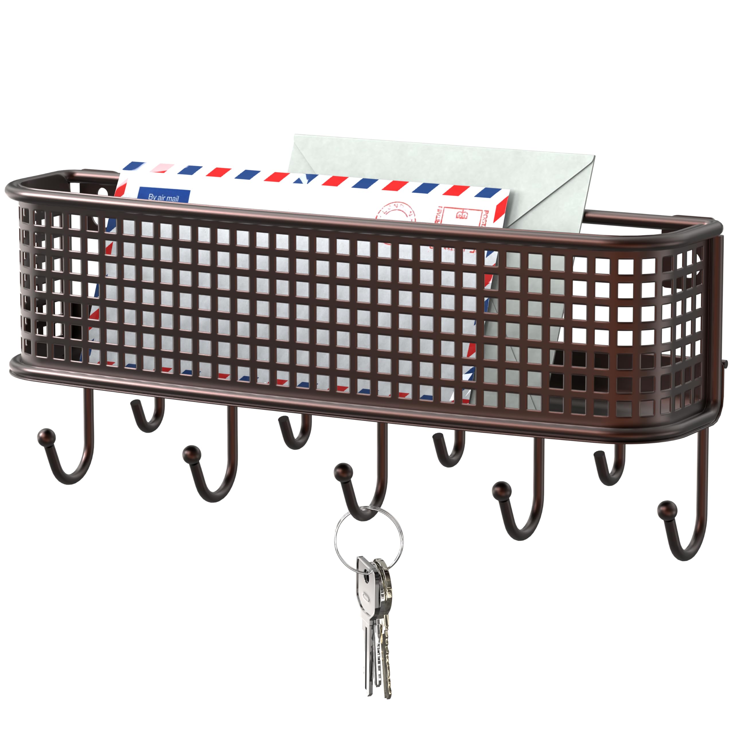 Deco Brothers Wall Key Holder and Mail Organizer, Bronze