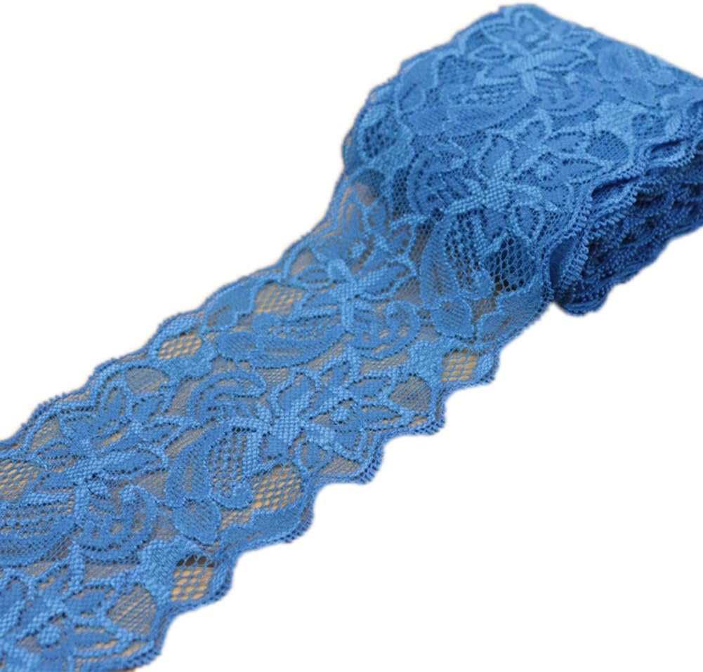 Ymacy 5 Yards Thin Lace Fabric Ribbon Trim Lace Yard for DIY Craft Clothing Accessories and Rustic Wedding Bridal Decoration Blue