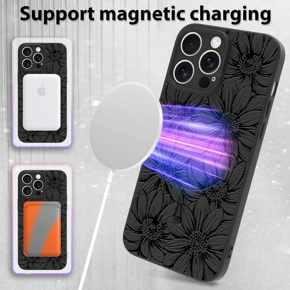 Jaholan Custodia Trasparente Per IPhone 13 Pro 6,1 Pollici Con Fiori Glitterati - Cover In TPU Antiurto, Antigiallo, Compatibile Ricarica Wireless