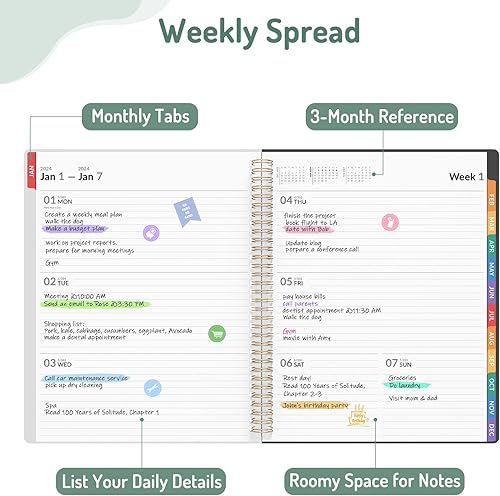 Miniatura 3 de Agenda semanal y mensual 2024 con espiral, enero de 2024 a diciembre de 2024, A4 (8.5 x 11 pulgadas), calendario Forvencer 2024, planificador de 12