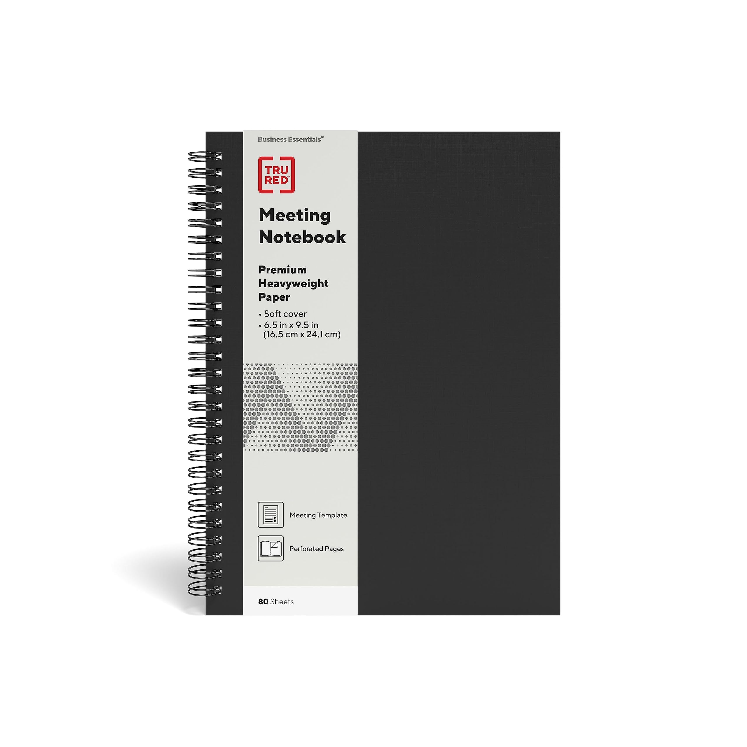 TRU RED Staples Medium Soft Cover Meeting Notebook, Black, 3/Pack (TR54988VS)