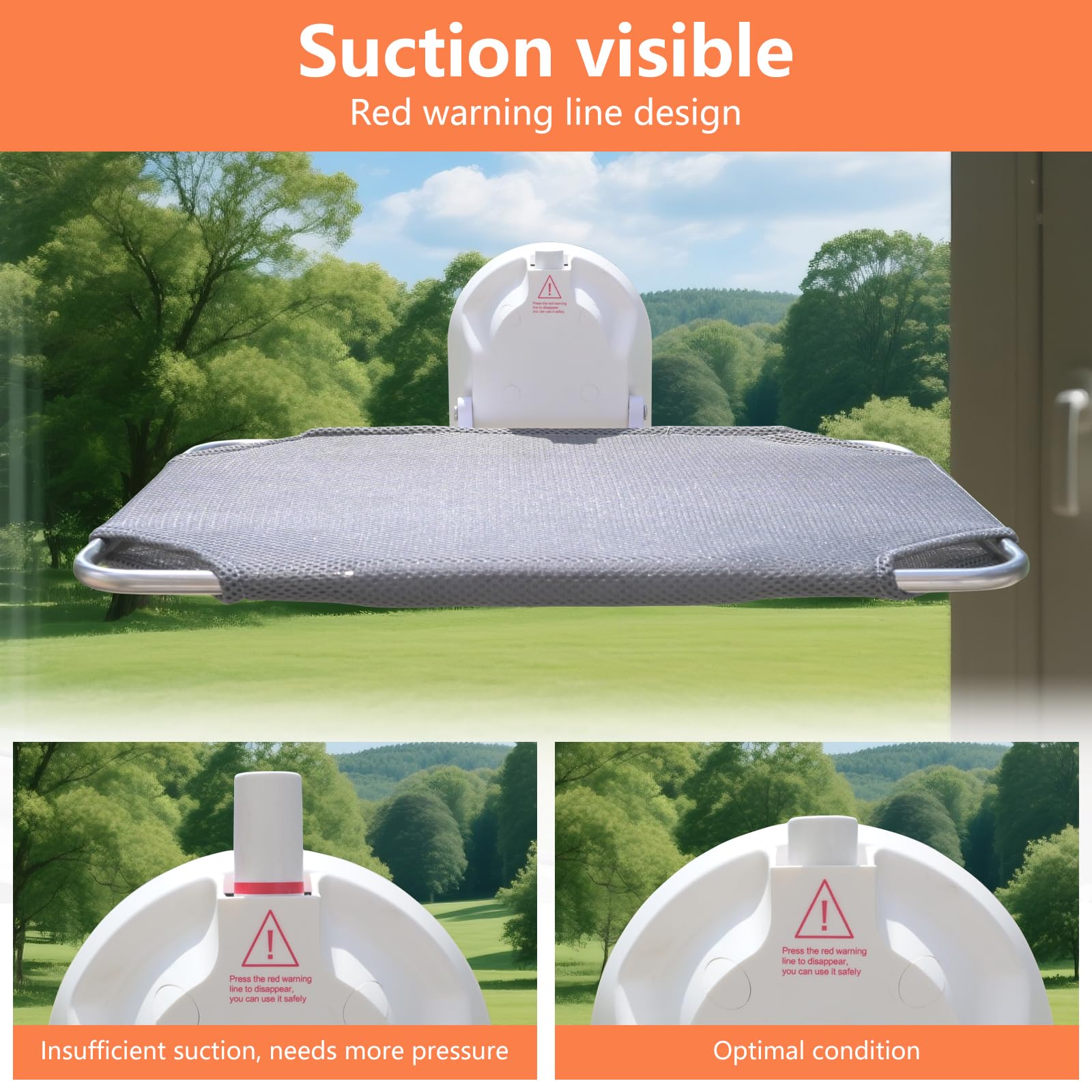 Perchoir de fenêtre pour chat, hamac de fenêtre sans fil, siège pour chat pour rebord de fenêtre, hamac pliable pour grands chats avec ventouses, cadre en métal robuste, housse en tissu amovible