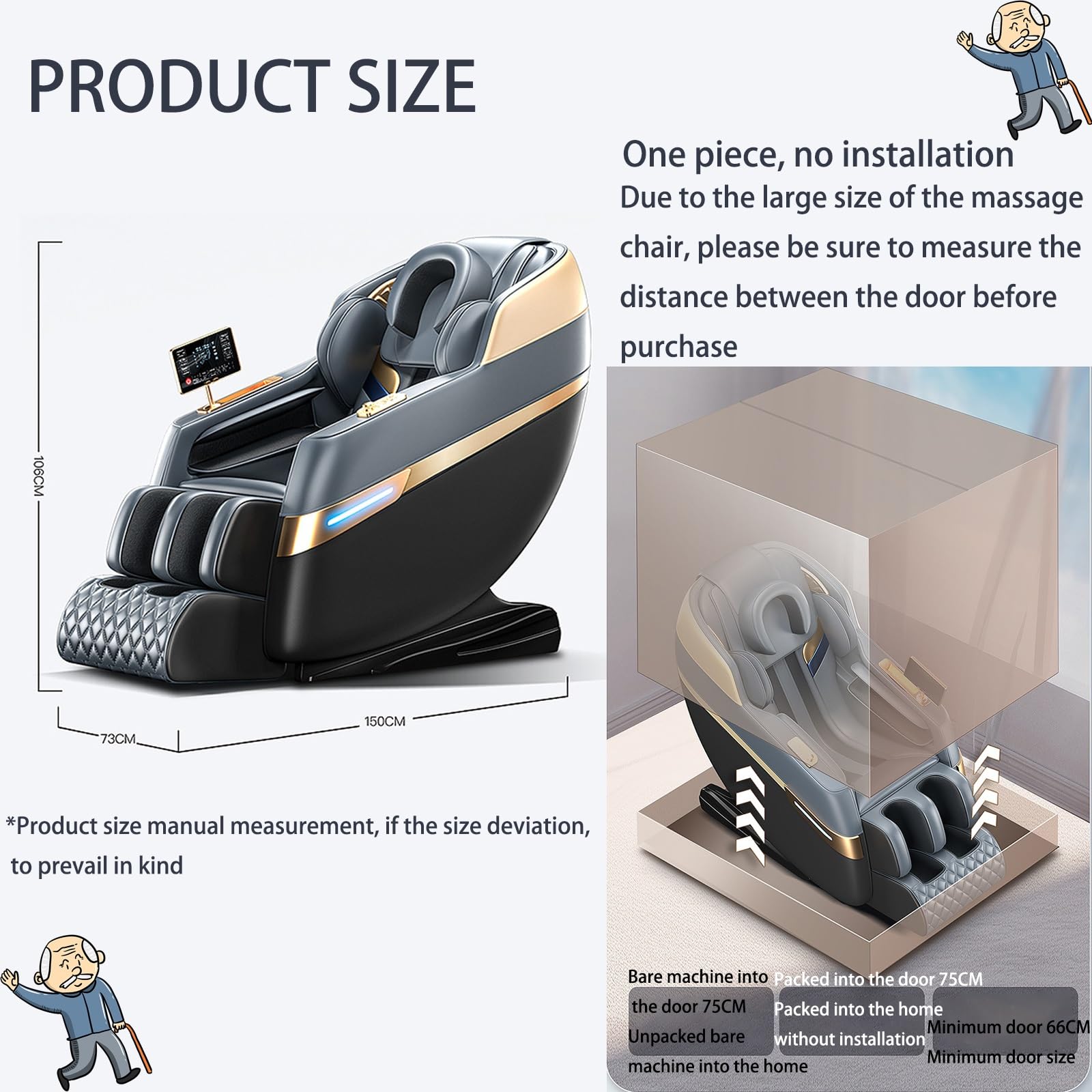 Sillón De Masaje De Gravedad Cero, Movimiento 2D Airbag Y Rodillo para Pies 6 Programas Automáticos Calefacción De Cintura Sillón De Masaje De Lujo para El Hogar(Noir)