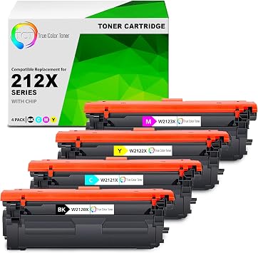 TCT Toner Cartridge 4 Pack Compatible Replacement for HP 212X W2120X W2121X W2122X W2123X High Yield for Color LaserJet M554dn M555dn M555x Black Cyan Magenta Yellow